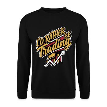 I'd rather be Trading | Crypto Stock Trader - Unisex Sweatshirt - black - Front - Alina (178cm) & Michal (187cm)