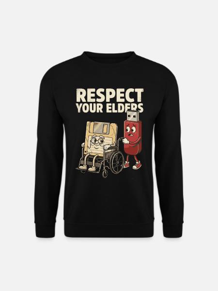 Respect Your Elders, Retro Diskette - Unisex Pullover - Schwarz