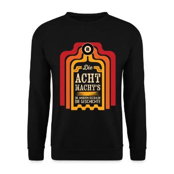 Die 8 machts Retro Statement Design - Unisex Pullover - Schwarz - Vorne - Alina (178cm) & Michal (187cm)