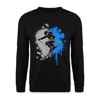 Skifahren Skifahrer Farbklecks Kinder Jungen Ski - Unisex Pullover - Schwarz - Vorne - Alina (178cm) & Michal (187cm)