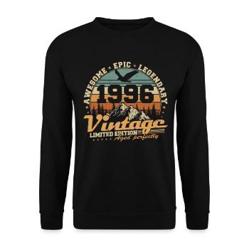 Vintage 1996 Vintage Retro Birthday Gift - Unisex Sweatshirt - black - Front - Alina (178cm) & Michal (187cm)