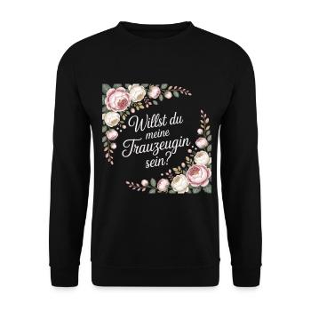 Willst Du Meine Trauzeugin Sein? - Unisex Pullover - Schwarz - Vorne - Alina (178cm) & Michal (187cm)
