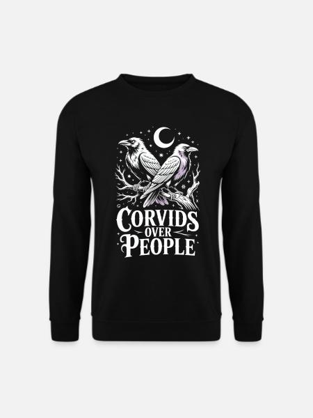 Corviden über Menschen - Unisex Pullover - Schwarz