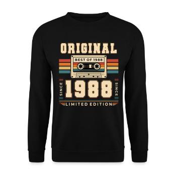 38e anniversaire Gift Man cassette Best of 1988 - Sweat-shirt Unisexe - noir - Devant - Alina (178cm) & Michal (187cm)