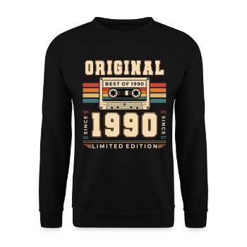 36. Geburtstag Geschenk Mann Kassette Best of 1990 - Unisex Pullover - Schwarz - Vorne - Alina (178cm) & Michal (187cm)
