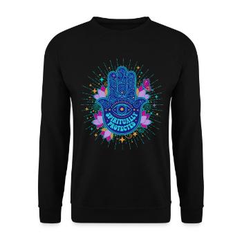 Spirituality Spiritually Protected Lotus Flower - Unisex Sweatshirt - black - Front - Alina (178cm) & Michal (187cm)