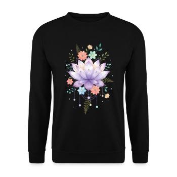Spiritualité Géométrie Sacrée Fleur de Lotus Zen - Sweat-shirt Unisexe - noir - Devant - Alina (178cm) & Michal (187cm)