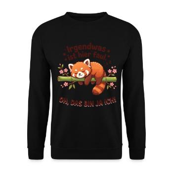 Roter Panda Faul Spruch - Unisex Pullover - Schwarz - Vorne - Alina (178cm) & Michal (187cm)