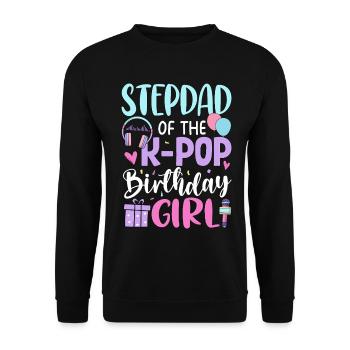 Step Dad of The K-Pop Birthday Girl - Unisex Pullover - Schwarz - Vorne - Alina (178cm) & Michal (187cm)