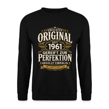 65. Geburtstag Geschenk Mann Original Vintage 1961 - Unisex Pullover - Schwarz - Vorne - Alina (178cm) & Michal (187cm)