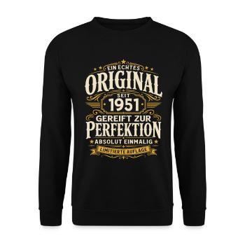 75. Geburtstag Geschenk Mann Original Vintage 1951 - Unisex Pullover - Schwarz - Vorne - Alina (178cm) & Michal (187cm)