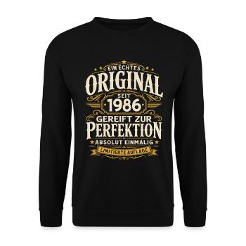 40. Geburtstag Geschenk Mann Original Vintage 1986 - Unisex Pullover - Schwarz - Vorne - Alina (178cm) & Michal (187cm)