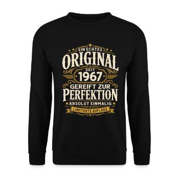 59. Geburtstag Geschenk Mann Original Vintage 1967 - Unisex Pullover - Schwarz - Vorne - Alina (178cm) & Michal (187cm)