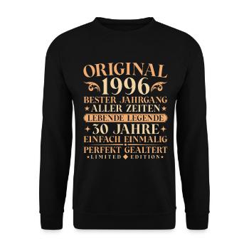 Original 1996 Jahrgang geboren 30. Geburtstag - Unisex Pullover - Schwarz - Vorne - Alina (178cm) & Michal (187cm)