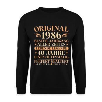 Original 1986 Jahrgang geboren 40. Geburtstag - Unisex Pullover - Schwarz - Vorne - Alina (178cm) & Michal (187cm)