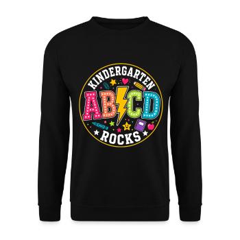 Kita AB/CD Rocks bunte Lernwelt - Unisex Pullover - Schwarz - Vorne - Alina (178cm) & Michal (187cm)
