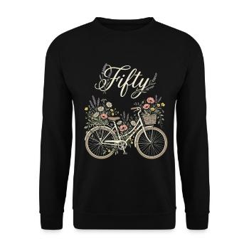50e anniversaire Cycliste Bicycle Flowers - Sweat-shirt Unisexe - noir - Devant - Alina (178cm) & Michal (187cm)