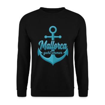 Mallorca geht immer mit Schiff Anker Mallorca - Unisex Pullover - Schwarz - Vorne - Alina (178cm) & Michal (187cm)