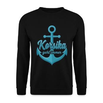 Korsika geht immer Insel Korsika mit Anker Corsica - Unisex Pullover - Schwarz - Vorne - Alina (178cm) & Michal (187cm)