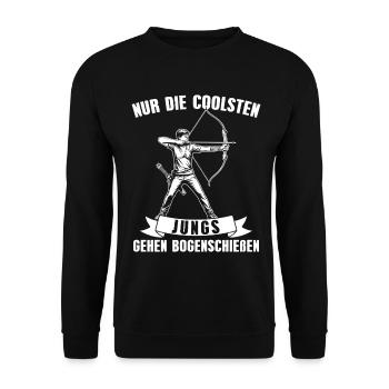 Bogensport_Pfeil_-_Bogen_Jungs_Bogenschiessen - Unisex Pullover - Schwarz - Vorne - Alina (178cm) & Michal (187cm)