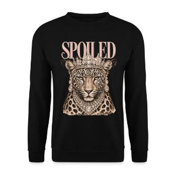 Léopard Gâté Couronne Diamants | Design Reine - Sweat-shirt Unisexe - noir - Devant - Alina (178cm) & Michal (187cm)