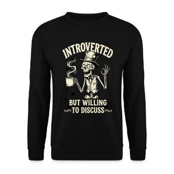 Humour introverti sur le squelette du café - Sweat-shirt Unisexe - noir - Devant - Alina (178cm) & Michal (187cm)
