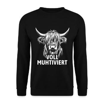 Voll Muhtviert Hochland Rind - Unisex Pullover - Schwarz - Vorne - Alina (178cm) & Michal (187cm)