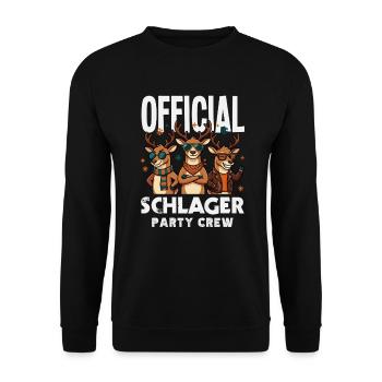 Official Schlager Party Crew Rentiere Festival - Unisex Pullover - Schwarz - Vorne - Alina (178cm) & Michal (187cm)
