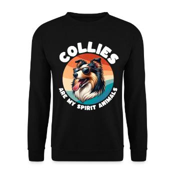 Funny Longhair Collie Sayings - Unisex Sweatshirt - black - Front - Alina (178cm) & Michal (187cm)
