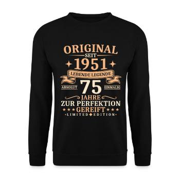 Geburtstag 75 Jahre Lebende Legende 1951 Jahrgang - Unisex Pullover - Schwarz - Vorne - Alina (178cm) & Michal (187cm)
