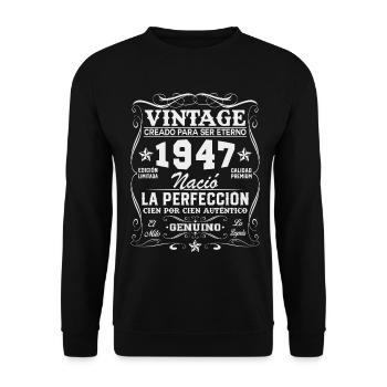 80 Ans 1947 Vintage Cadeau D’anniversaire - Sweat-shirt Unisexe - noir - Devant - Alina (178cm) & Michal (187cm)
