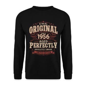 Homme pour le cadeau de 70e anniversaire Vintage original 1956 - Sweat-shirt Unisexe - noir - Devant - Alina (178cm) & Michal (187cm)