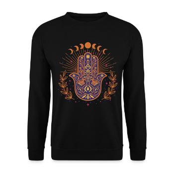 Spirituality Sacred Geometry Lotus Flower Zen - Unisex Sweatshirt - black - Front - Alina (178cm) & Michal (187cm)