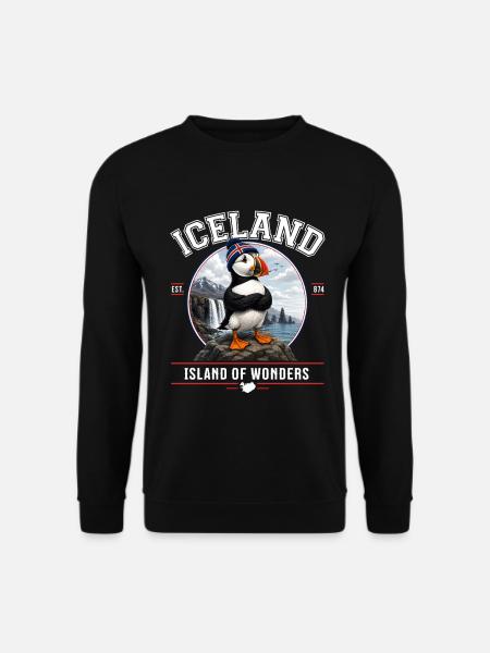 Island Papageitaucher – Insel der Wunder - Unisex Pullover - Schwarz