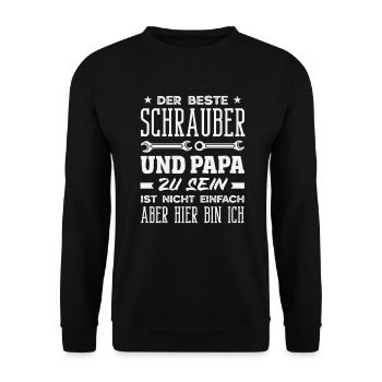 Bester Schrauber Und Papa Kfz Auto Werkstatt - Unisex Pullover - Schwarz - Vorne - Alina (178cm) & Michal (187cm)