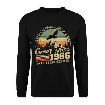 Rétro vintage vintage anniversaire 1966 - Sweat-shirt Unisexe - noir - Devant - Alina (178cm) & Michal (187cm)