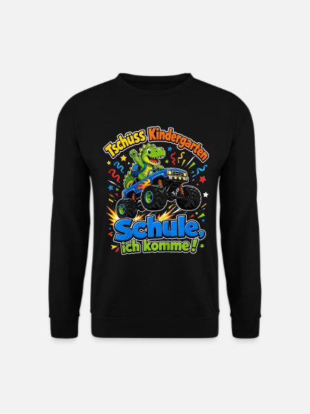 Tschuess Kindergarten Schule Ich Komme Dino Truck  - Unisex Pullover - Schwarz