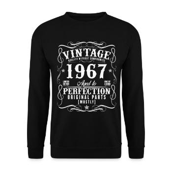 60 Jahre 1967 Vintage-Geburtstagsgeschenk - Unisex Pullover - Schwarz - Vorne - Alina (178cm) & Michal (187cm)