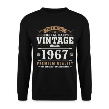 60 Jahre 1967 Vintage-Geburtstagsgeschenk - Unisex Pullover - Schwarz - Vorne - Alina (178cm) & Michal (187cm)