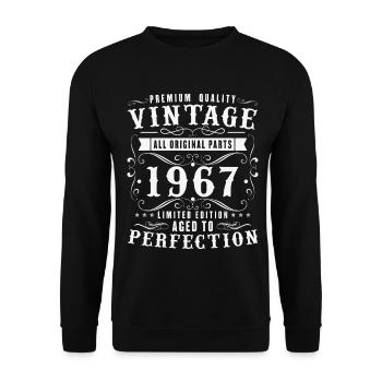 60 Jahre 1967 Vintage-Geburtstagsgeschenk - Unisex Pullover - Schwarz - Vorne - Alina (178cm) & Michal (187cm)