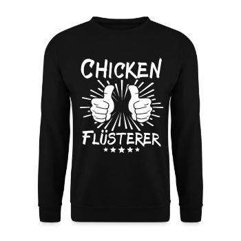 Chicken Flüsterer - Unisex Pullover - Schwarz - Vorne - Alina (178cm) & Michal (187cm)