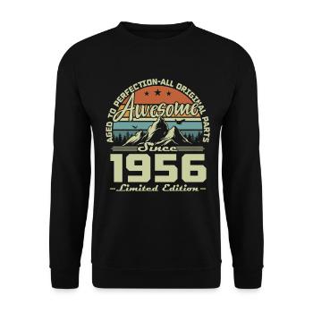 Cadeau de 70e anniversaire 1956 Vintage Retro - Sweat-shirt Unisexe - noir - Devant - Alina (178cm) & Michal (187cm)