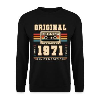 Cadeau du 55e anniversaire Août 1971 - Sweat-shirt Unisexe - noir - Devant - Alina (178cm) & Michal (187cm)