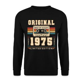 Cadeau d’anniversaire pour le 51e anniversaire Millésime août 1975 - Sweat-shirt Unisexe - noir - Devant - Alina (178cm) & Michal (187cm)