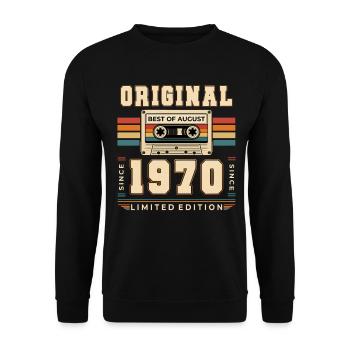 56th Birthday Gift August Vintage 1970's - Unisex Sweatshirt - black - Front - Alina (178cm) & Michal (187cm)
