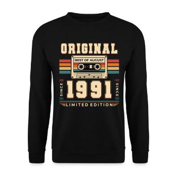 35th Birthday Gift August Vintage 1991 - Unisex Sweatshirt - black - Front - Alina (178cm) & Michal (187cm)