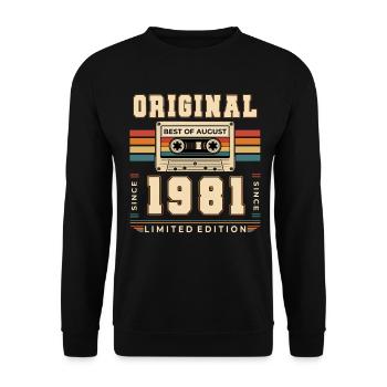 Cadeau d’anniversaire pour le 45e anniversaire Août 1981 - Sweat-shirt Unisexe - noir - Devant - Alina (178cm) & Michal (187cm)