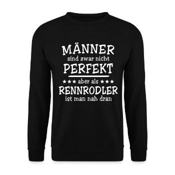 Rennrodler Männer - Unisex Pullover - Schwarz - Vorne - Alina (178cm) & Michal (187cm)