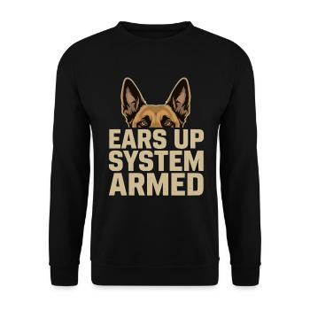 Système Ears Up Belgique armé Malinois - Sweat-shirt Unisexe - noir - Devant - Alina (178cm) & Michal (187cm)