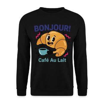 Breakfast Bonjour Cafe Au Lait Pancake Bacon - Unisex Sweatshirt - black - Front - Alina (178cm) & Michal (187cm)